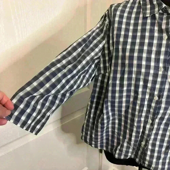 Vintage Talbots Womand Plus Size Women’s 16W Blue/Grey Plaid Button Down Blouse - Picture 4 of 10